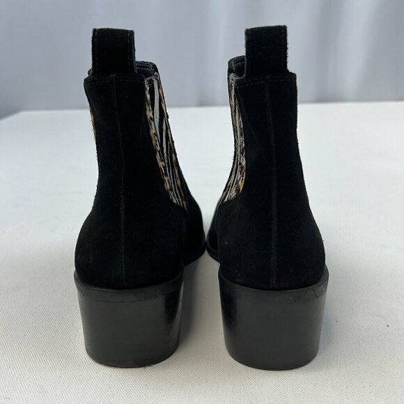 Crown Vintage Womens Black Pointed Toe Block Heel Pull-On Chelsea Boots Sz 8.5M - Picture 7 of 9